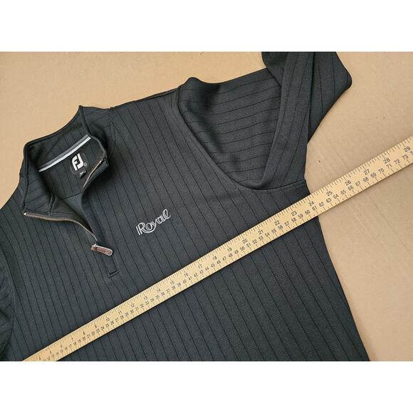 FootJoy Sweater Mens Large Black Drop Needle Performance Ribbed 1/4 Zip Pullover - Picture 8 of 11
